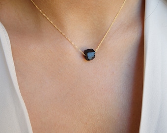 Raw Crystal Necklace Natural Black Tourmaline Necklace Powerful Necklace Rough Stone  Black Tourmaline Stone Pendant