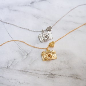 Camera Personalized Necklace Gold Charm Necklace Camera Necklace Best Friend Gift Silver Necklace Graduation Gift Custom Heart Necklace image 8