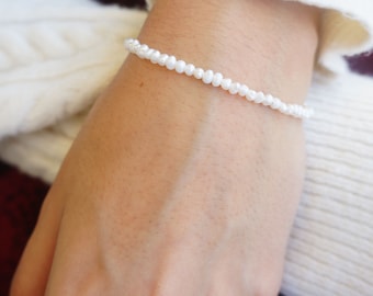 Dainty Freshwater Pearl Bracelet: Natural Layering Bracelet, June Birthstone