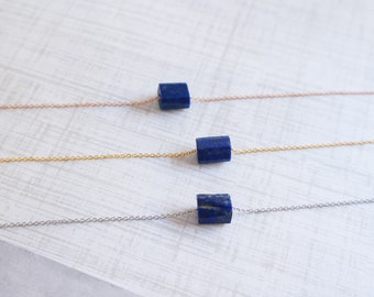 Raw Crystal Necklace Blue Lapis Lazuli Necklace  Rough Stone Layering Necklace Natural Lapis Lazuli Stone Pendant Healing Crystal Necklace