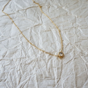 Solitaire CZ Necklace Tiny Crystal Necklace Everyday Dainty Gold Necklace Layering Necklace Minimal Crystal Necklace