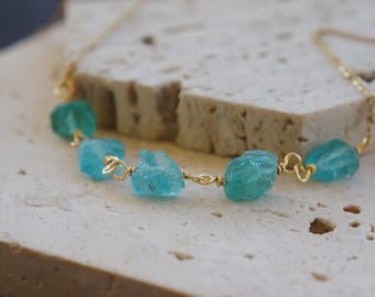 Collar de apatita azul agua, joyería de cristal natural, colgante de piedra preciosa, collar curativo