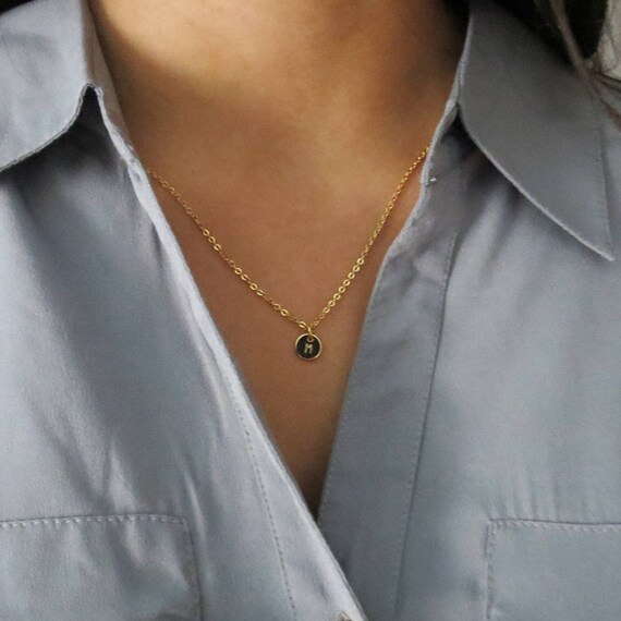 Tiny Initial Necklace Dainty Monogram 