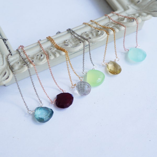 Gemstone Necklace Natural Stones Birthday Necklace Dainty Necklace Gem Gift for Her Minimal Necklace Gemstone Jewelry Bridesmaid Necklace