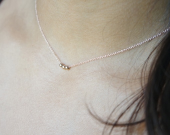 Tiny Bead Necklace Rose Gold Silver Gold Beads Necklace Dainty Necklace Tiny Necklace Gift for Her Wish Necklace