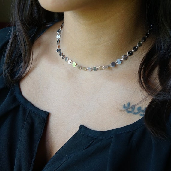 Silver sequin shop choker