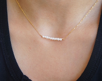 Dainty Freshwater Pearl Necklace: June Birthstone Bridal Jewelry