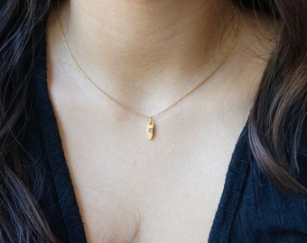 Tiny Initial Necklace Minimalist Necklace Small Petal Drop Personalized Tiny Necklace Layering Necklace Family Initials Mom Necklace Gift