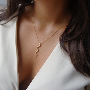 Snake Necklace Gold Serpent Necklace Gift for Her Dainty Necklace Gold Snake Charm Necklace Jewelry for Women
