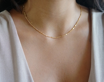 Gold Sparkle Chain Choker: Dainty Layering Necklace