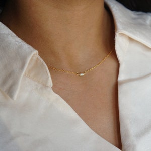 Tiny Opal Necklace Charm Necklace Minimalist Necklace Layering Necklace Gift Simple Dainty Gold Necklace for Women Tiny Necklace Choker image 8