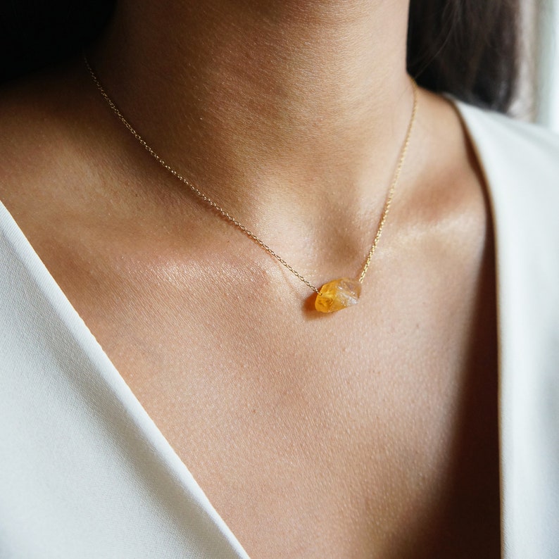 Raw Crystal Necklace Natural Citrine Necklace Rough Stone image 2