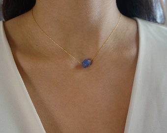 Raw Crystal Necklace Natural TANZANITE Necklace Rough Stone Layering Necklace Tanzanite Stone Pendant December Birthstone Necklace