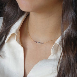 Multi Color Sapphire Beaded Necklace: Tiny Gemstone September Birthstone