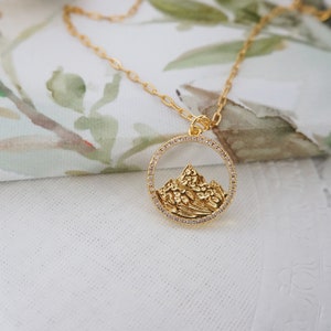 Gold Charm Necklace, Delicate Design, Handmade Jewelry, Dainty Necklace, Gift for Her, Minimalist Charm Necklace, Mountain Charm