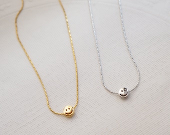 Tiny Smile Necklace Charm Necklace Minimalist Necklace Layering Necklace Gift Simple Dainty Gold Necklace for Women Tiny Necklace Choker