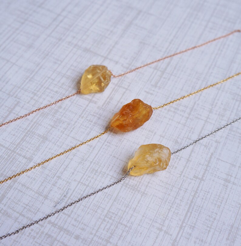 Raw Crystal Necklace Natural Citrine Necklace Rough Stone image 3