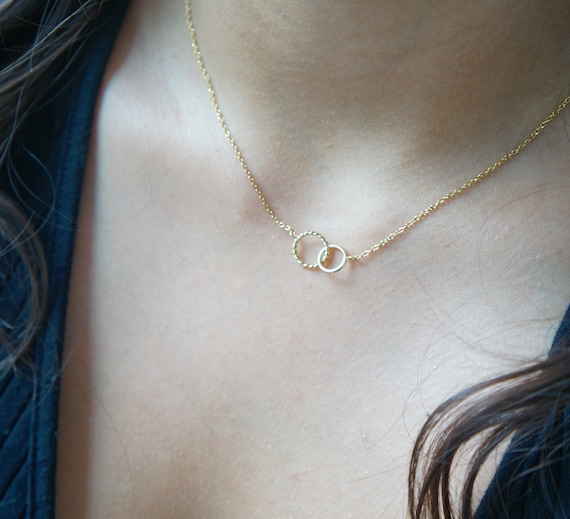Mini Interlocking Circles Necklace Mother Daughter Gift Bff