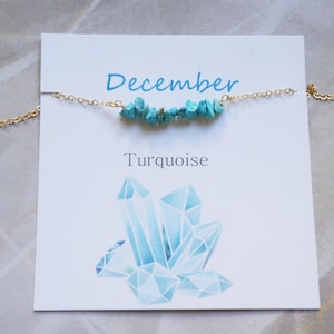 Turquoise Necklace December Birthstone Raw Little Gemstones Bar Necklace Personalized Gift for Mother Gift for Her Friendship Necklace