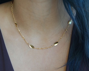 Cadena dorada de acero inoxidable estilo boho, collar de varias capas, minimalista, regalo para ella