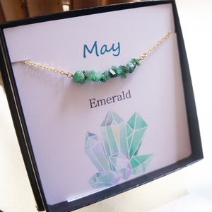 Emerald Necklace Natural Raw Gemstone Personalized Birthstone Necklace May Birthstone Gift Anniversary Gold Emerald Necklace