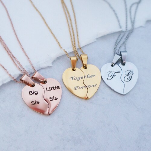 Half Heart TWO Necklaces Split Heart 