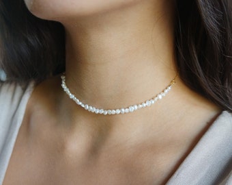 Delicate Dainty Pearl necklace bead choker jewelry women gift