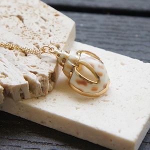 Gold Conch Shell Necklace: 24kt Plated Ocean Pendant