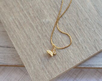 Tiny Gold Crystal Butterfly Necklace Snake Dainty Chain Sisters Necklace Friendship Necklace Gift Tiny Wings Girlfriend Anniversary Necklace