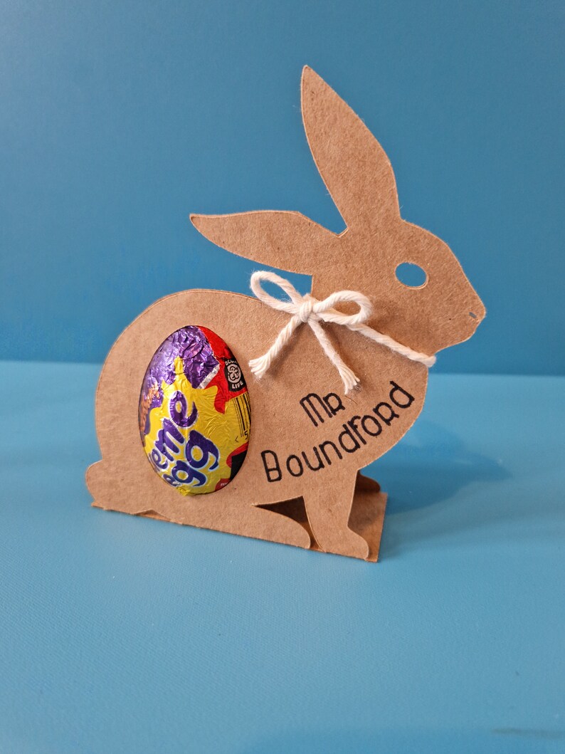 Kaninchen Hase Ostern Schokolade Süßigkeiten Ei Halter mit Schleife svg / png / dxf Dateien. Digitaler Download. Funktioniert mit Cricut und Joy Silhouette Brother Bild 3
