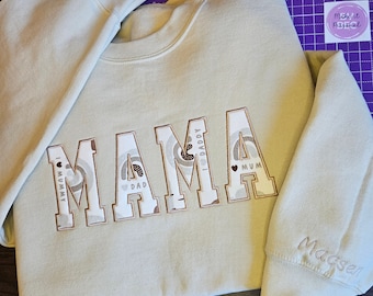 MAMA DADA Memory Keepsake Personalised Sweatshirt + name on sleeve Baby grows child Loved ones clothes custom Mummy Dad Nana Papa size S-5XL