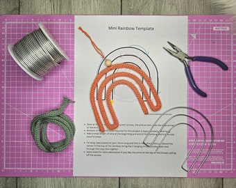 Vorlage Wire Art Mini Regenbogen, Drahtbiege-Anfänger-Muster, sofortiger digitaler PDF-Download mit Bildern und geführten Anweisungen