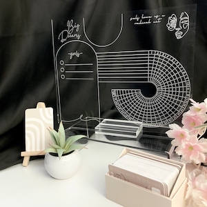 Dry Erase Habit Tracker and Goal Planner Clear Acrylic Lucite Engraved Panel