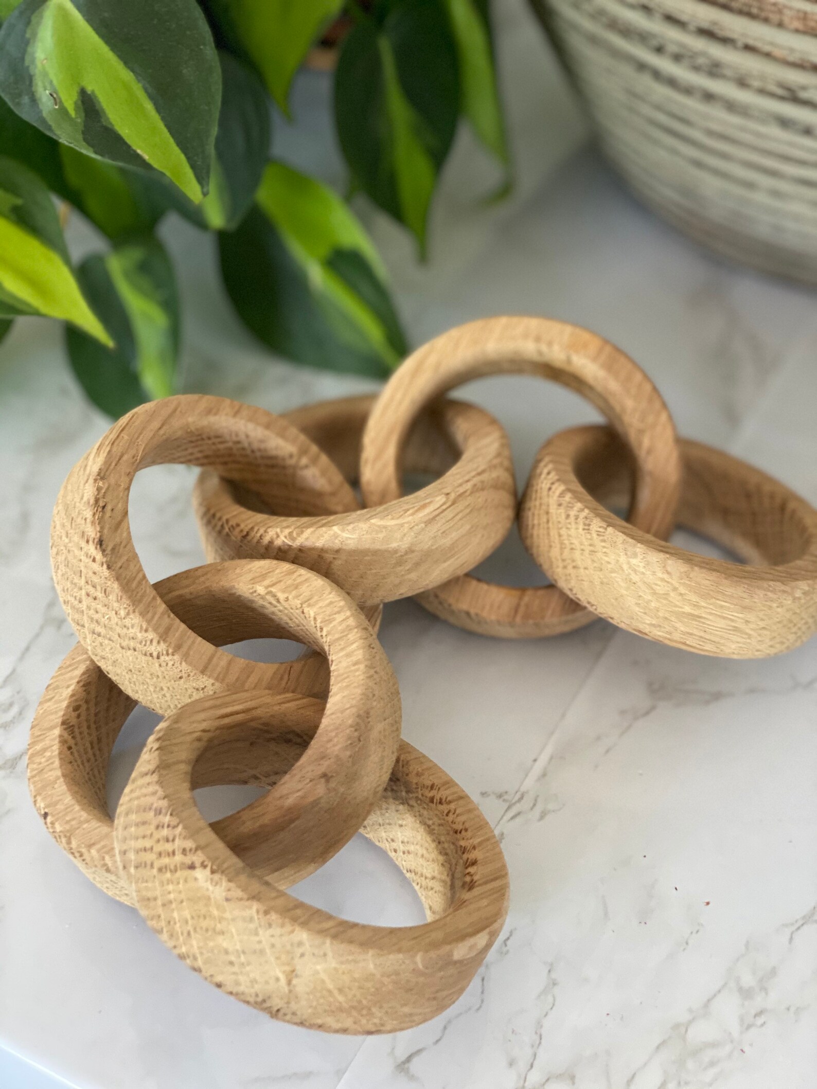 White Oak Wood Chain Link Chain Links Decor Wooden Knot Etsy