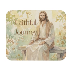 Faithful Journey - Jesus Illustration Mouse Pad | Christian Desk  Accessory