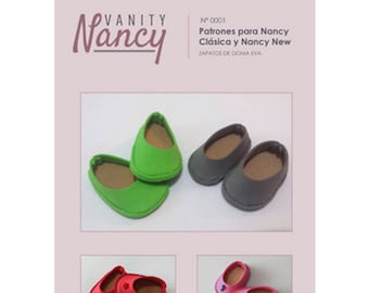 Patrón y tutorial en PDF de zapatos de goma eva para Nancy de Famosa