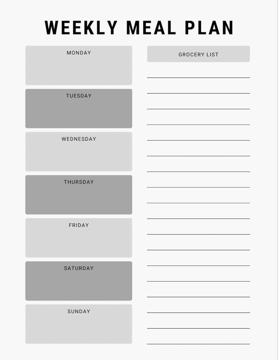 Weekly Meal Planner Etsy Weekly Meal Planner Etsy