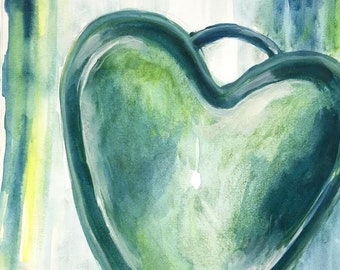 My Green Heart (10th September 2018) Original Artwork / Art / Painting / Contemporary / Interiors / Green / Oil / Still-life / Heart