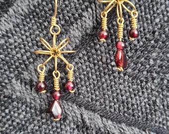 Garnet earring  in brass