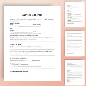 Printable Service Contract Templates – Editable Agreements in Google , Word & PDF | Instant Download