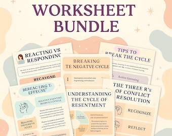 Couples Therapy Workbook Bundle | Relationship Counseling Worksheets | Communication Styles, Trauma Healing, Domestic & Christian Study