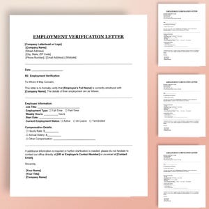 Employment Verification Letter Template & Form – Job Verification Letter for PDF AND  Word | Instant Download