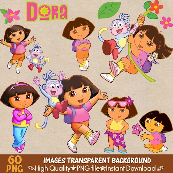 Dora Explorer And Friends Clipart Png Dora Digital Clipart Etsy