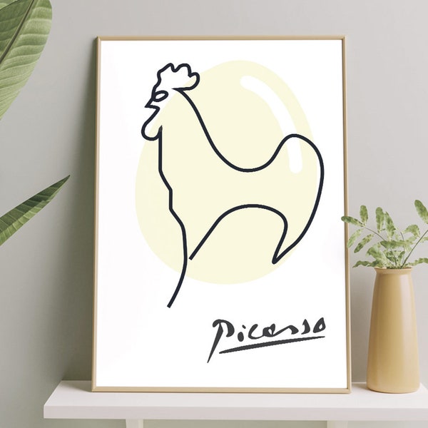 Rooster Chicken Sketch Chicken Picture Minimalistic Bird Simple Art Domestic Animal Modern Vision Funny Art Chicken Drawing Fine Art Picasso