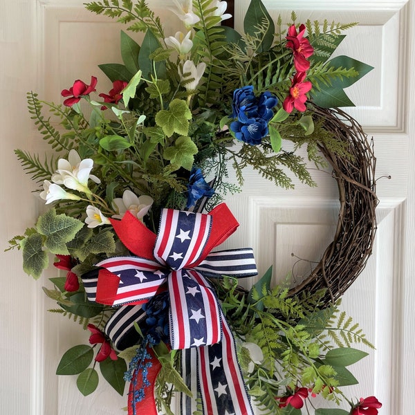 July 4th Front Door Wreath. patriotic Wreath. Veteran's Wreath.1153J423