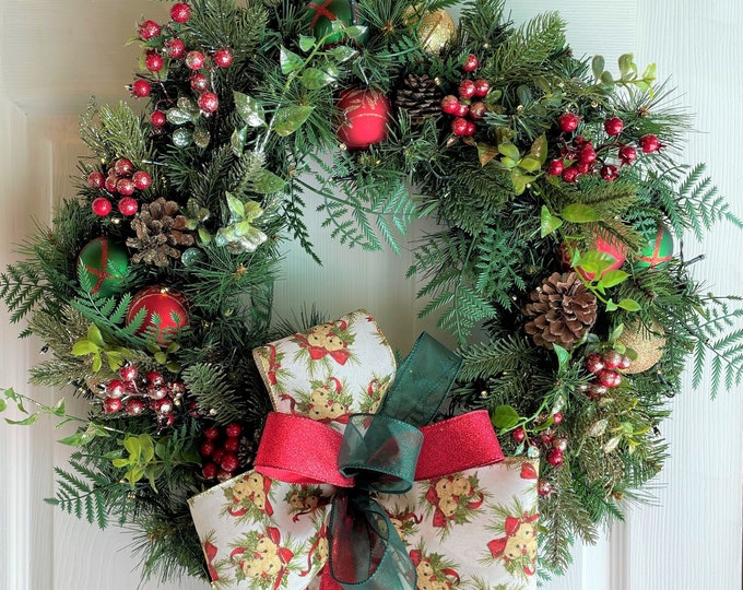 Prelit Christmas Wreath. Prelit Holiday Wreath.1172c23 Etsy