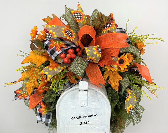 809FMB21 Fall Mailbox Swag. Thanksgiving Mailbox Swag. Autumn Mailbox