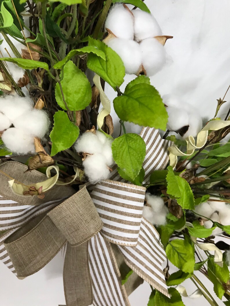 715S21 Summer Wreath Front Door Wreath. Cotton Wreath