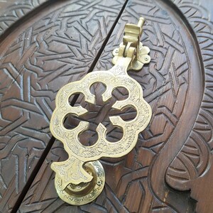 Moroccan Door Knocker & Engraved Brass Handles,Brass Door Hardware,Solid Brass Antique Door Knocker,Moroccan Design Pure Brass Door Hardware