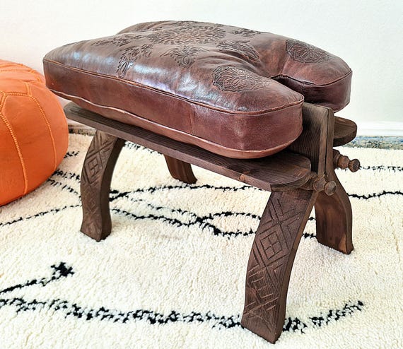 pouffe leather foot bench